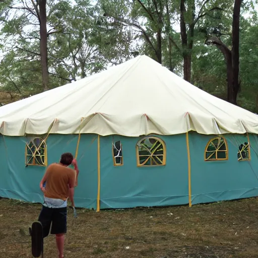 Prompt: painting a tent