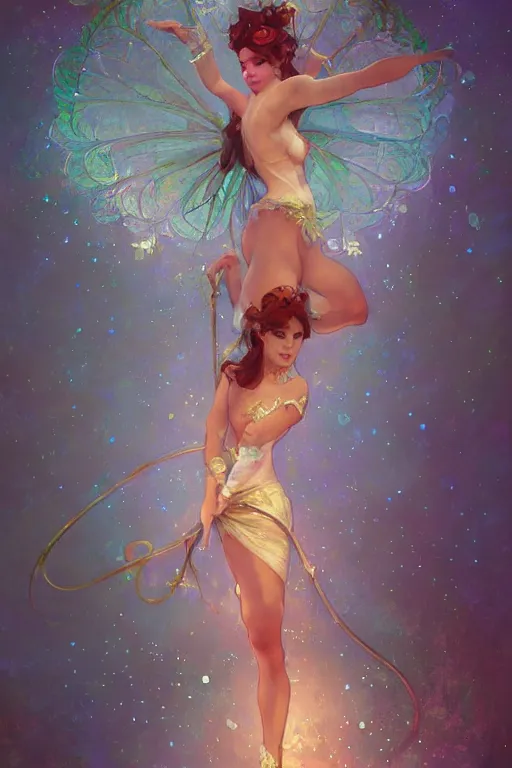 Image similar to A beautiful pole dancing fairie, cinematic lighting, soft bokeh, fantasy, modern, colourful, highly detailed, digital painting, artstation, deviantart, concept art, sharp focus, illustration, by alphonse mucha