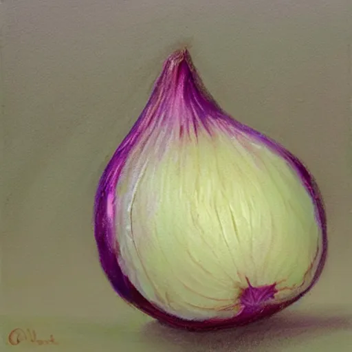 Prompt: onion crying pastel oil painting