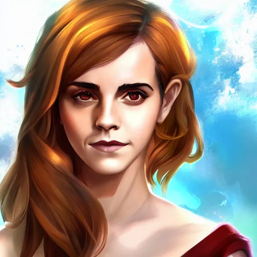 Image similar to Emma Watson in League of Legends. Legendary Skin. Digital Art