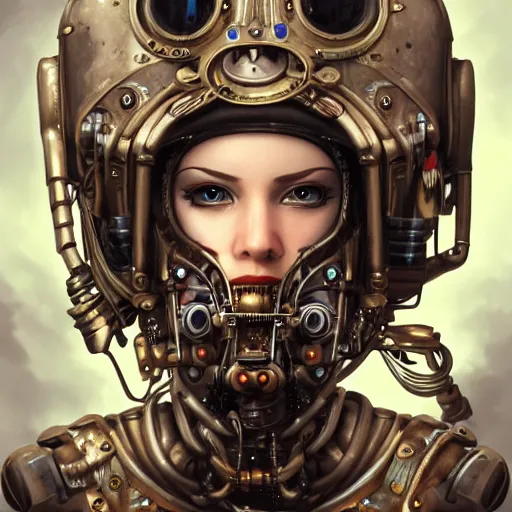 Prompt: portrait painting of a steampunk cyborg robot princess, ultra realistic, concept art, intricate details, eerie highly detailed