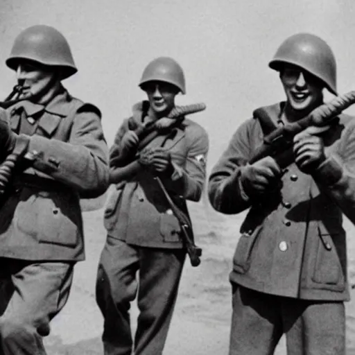 Prompt: ww2 soldiers fighting with water guns