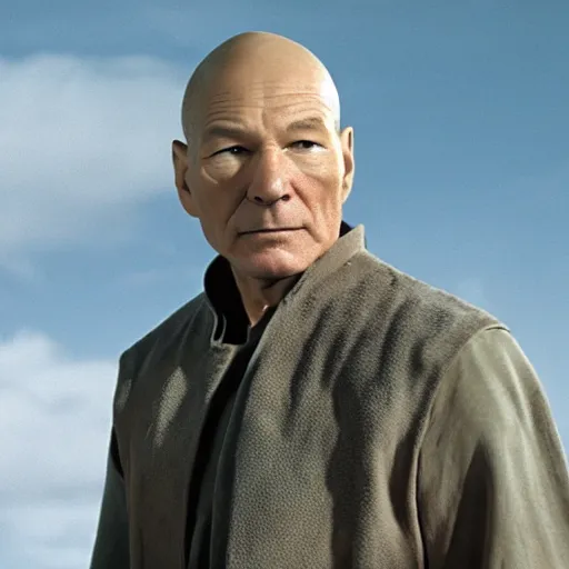 Image similar to patrick stewart as luke skywalker