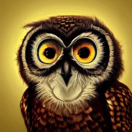 Image similar to “monkey owl with four eyes, realistic, hiperrealist, photorealist, intricate, sharp focus, cinematic lights, Artstation HQ, Deviantart trending, 4K UHD, masterpiece”