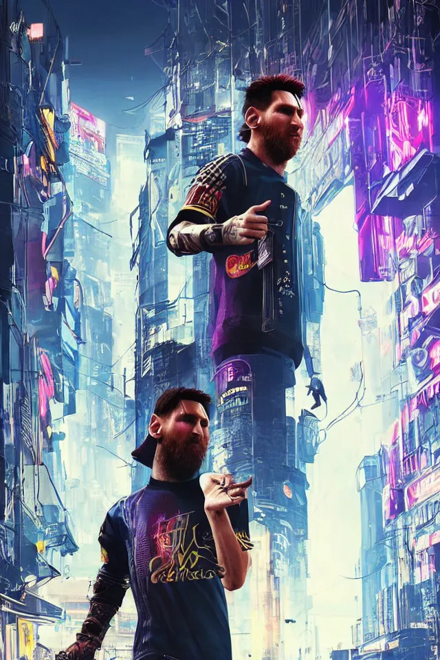 Prompt: Messi as a cyber/cyberpunk 2077/realistic/very detailed/HDR/steampunk