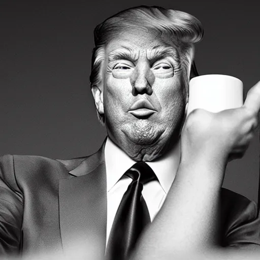 Image similar to donald trump smelling his own farts from a jar, realistic, award winning, photography,