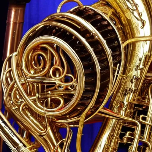 Prompt: a detailed intricate tuba played by Steve vai