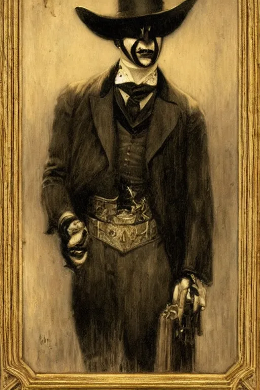 Prompt: portrait of victorian era vampire batman. art by gaston bussiere.