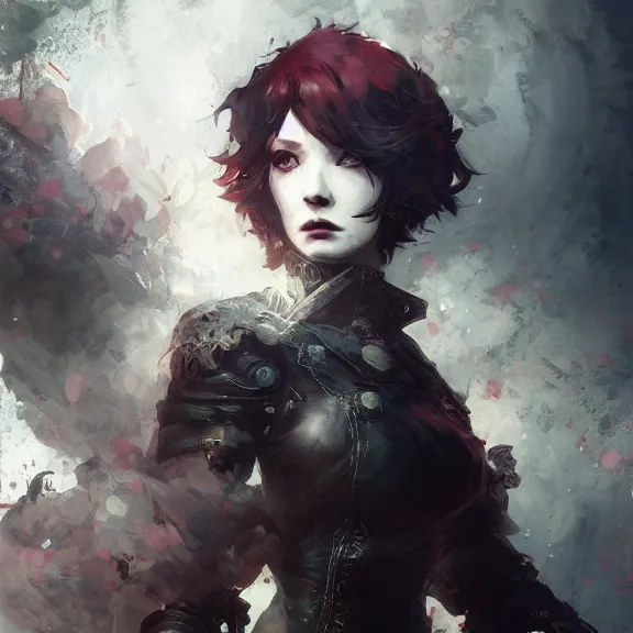 Image similar to christina hendricks!!! goth, tankoban, 4 k, tone mapping, akihiko yoshida, james jean andrei riabovitchev marc simonetti, yoshitaka amano, long hair, curly, h. hydrochaeri