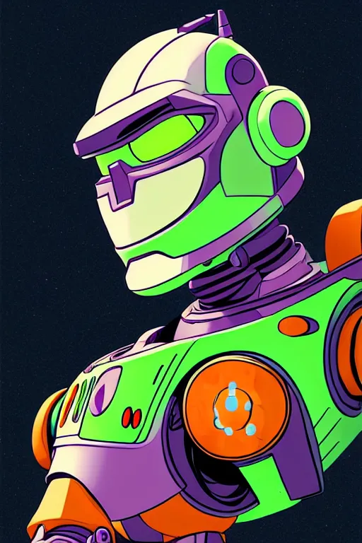 Image similar to a study of cell shaded portrait of Buzz Lightyear as a robot Borderlands 3 character, llustration, post grunge, concept art by josan gonzales and wlop, by james jean, Victo ngai, David Rubín, Mike Mignola, Laurie Greasley, highly detailed, sharp focus, alien, Trending on Artstation, HQ, deviantart, art by artgem