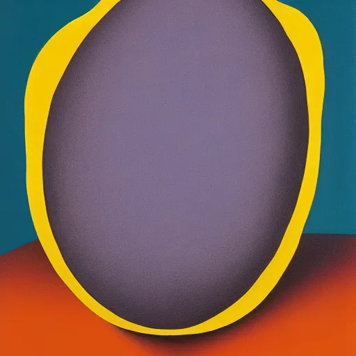 Image similar to a patterned egg againt a plain background by rene magritte