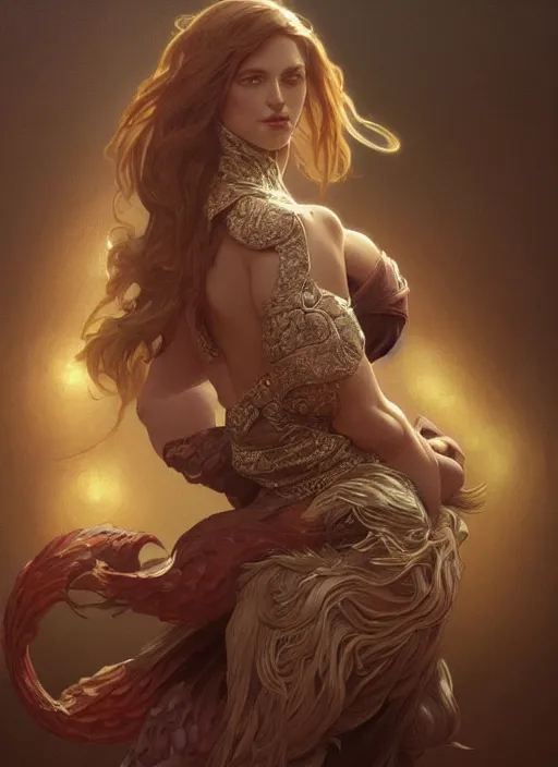 Image similar to full figure ultra realistic illustration, rooster, beautiful, intricate, elegant, highly detailed, digital painting, artstation, concept art, smooth, sharp focus, illustration, art by artgerm and greg rutkowski and alphonse mucha