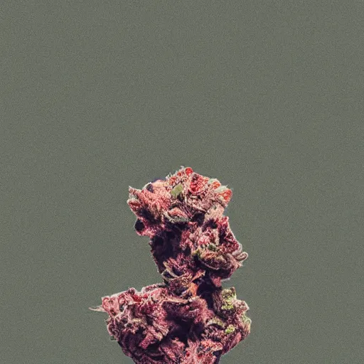 Prompt: marijuana placed as a abstract monument, pink elemenets, elegant, old-style