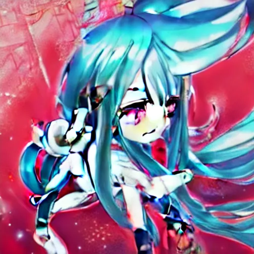 Image similar to hatsune miku on the moscow red square, high detailed anime art, trending on pixiv