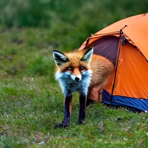 Prompt: fox in a tent