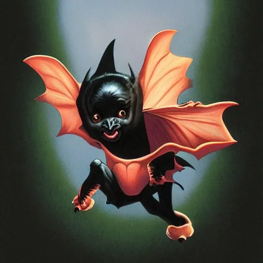 Prompt: baby bat by Greg Hildebrandt