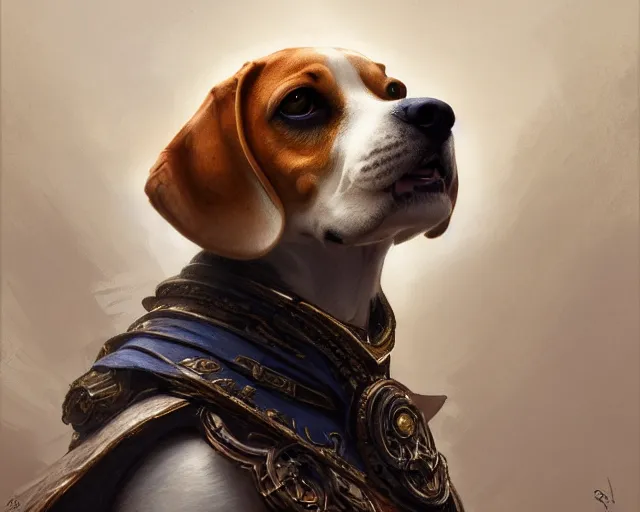 Prompt: photography of a beagle, deep focus, d & d, fantasy, intricate, elegant, highly detailed, digital painting, artstation, concept art, matte, sharp focus, illustration, hearthstone, art by artgerm and greg rutkowski and alphonse mucha