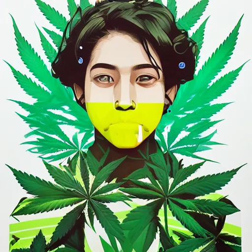 Image similar to Marijuana profile picture by Sachin Teng, asymmetrical, Organic Painting , Leaf Green, adidas, Green smoke, Impressive, Award Winning, Warm, Good Vibes, Positive, geometric shapes, hard edges, energetic, intricate background, graffiti, street art:2 by Sachin Teng:4