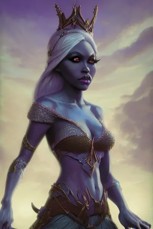 Image similar to drow princess, highly detailed, d & d, fantasy, highly detailed, digital painting, trending on artstation, concept art, sharp focus, illustration, global illumination, ray tracing, realistic shaded, art by artgerm and greg rutkowski and thomas cole and wayne barlowe