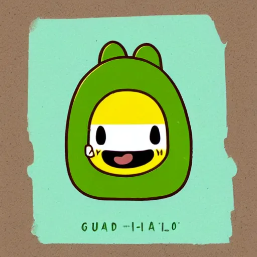 Image similar to avocado character in the style of gudetama, by ghibli