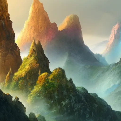 Prompt: The Sci-Fi stone landscape with large mountains in the background, wallpaper d&d art, fantasy, painted, 4k, high detail, sharp focus