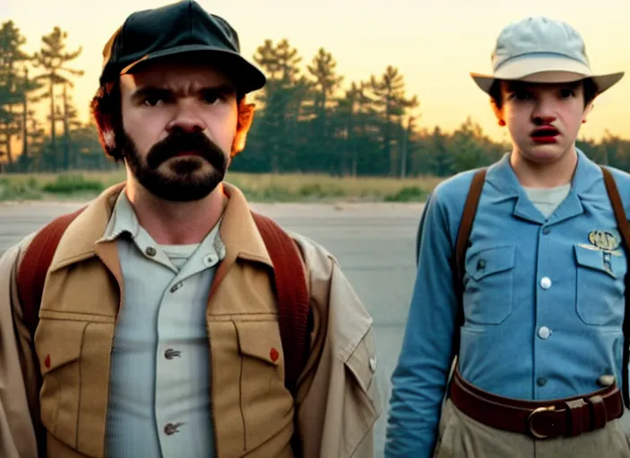 Image similar to film still of jim hopper as dustin henderson in stranger things, 8 k