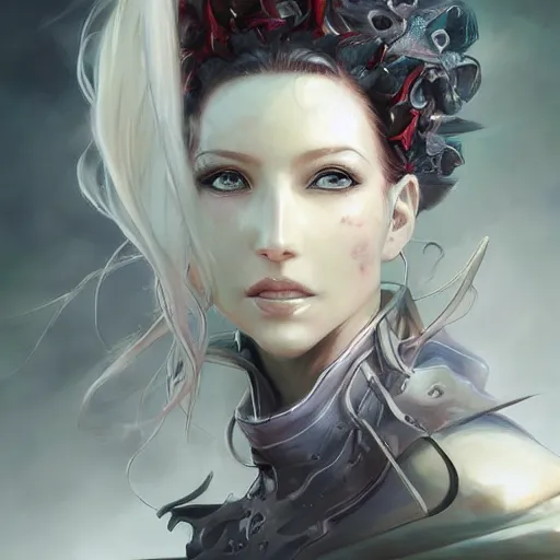 Image similar to a detailed anime face portrait of the queen of blades, a beautiful face, by dorian cleavenger, by krenz cushart, by wlop, by astri lohne, by zdzisław beksinsk