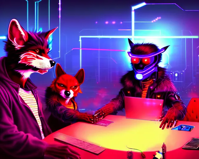 Image similar to high - resolution photograph from a cyberpunk era furry fandom convention ( midwest furfest 2 0 4 7 ), taking place after the genetic revolution and quantum singularity. photorealistic.