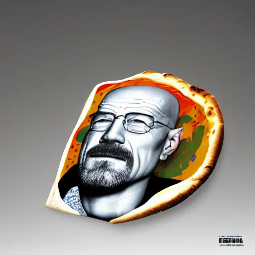 Image similar to pizza made of walter white, unreal, render, splash, award winning photograph