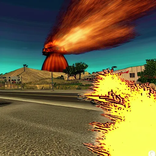 Image similar to nuclear explosion in gta san andreas video game