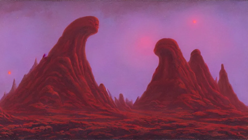 Image similar to mysterious monuments of an alien civilization by paul lehr and john schoenherr, cinematic matte painting