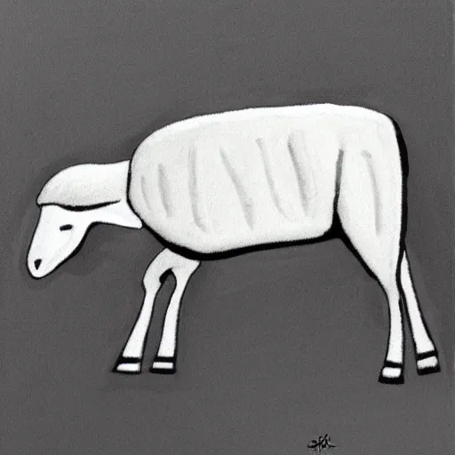Image similar to one-line qrafic art sheep gray scale