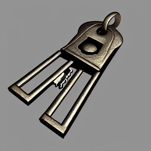 Image similar to a metal key for the doors, rpg game inventory item, low poly 3d style, mystical