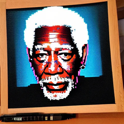 Image similar to 8 bit portrait of morgan freeman