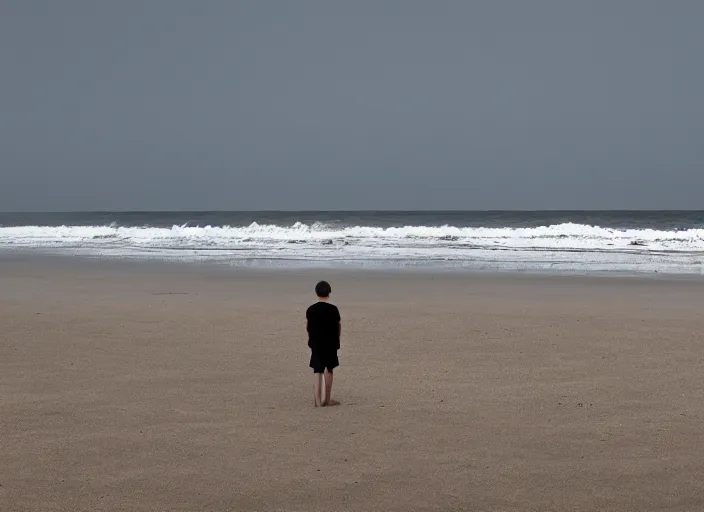 Prompt: alone at the beach, photography by wolfgang tillmans, photoreal, 4 k