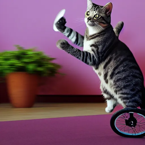 Image similar to Cat riding a unicycle, photorealistic, highly detailed, 4k