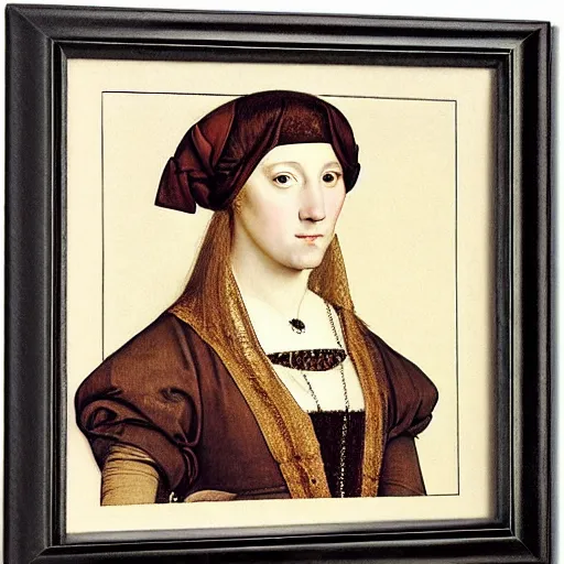 Image similar to skudy of a pretty young woman. by hans holbein the younger.