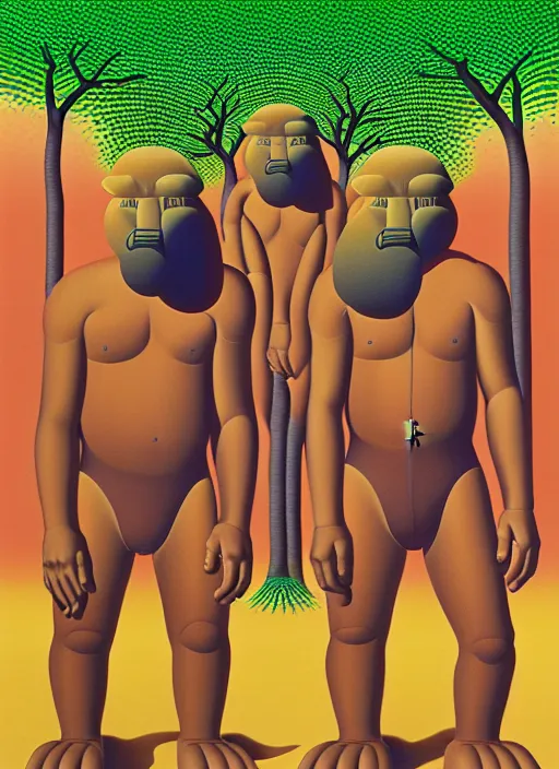 Image similar to bush men by shusei nagaoka, kaws, david rudnick, airbrush on canvas, pastell colours, cell shaded, 8 k