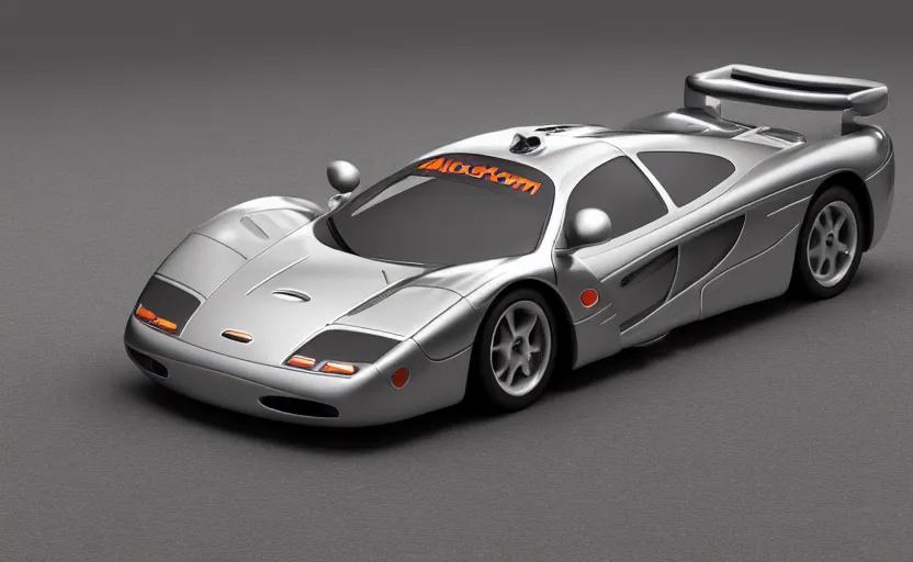 Image similar to “A 1998 McLaren F1 road car, in the style of Pixar, octane 3d render, 8k, studio lighting”