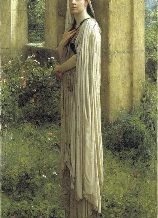 Prompt: galadriel of lothlorien, art by thomas cooper gotch and lawrence alma - tadema