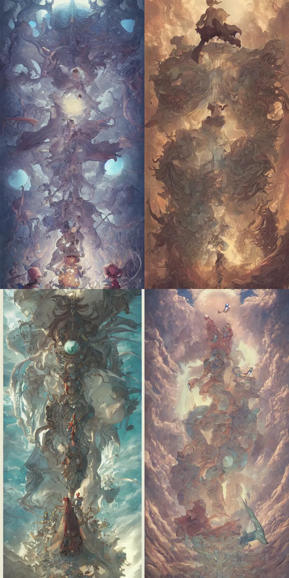 Prompt: amazing children's dreams + moebius, illustrated by kentaro miura, poster, peter mohrbacher, pastel color manga cover, symmetrical