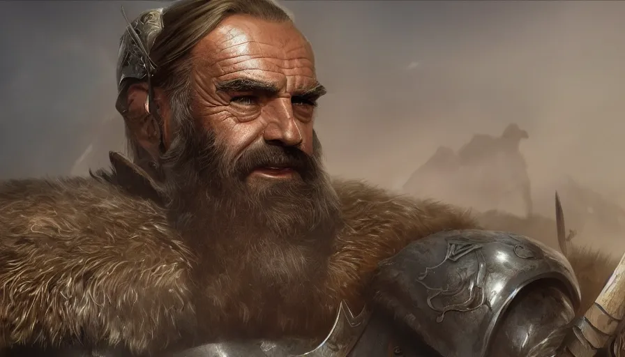 Image similar to Sean Connery as viking, hyperdetailed, artstation, cgsociety, 8k