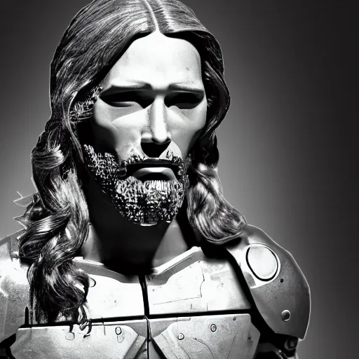 Prompt: Photo of cyborg Jesus Christ