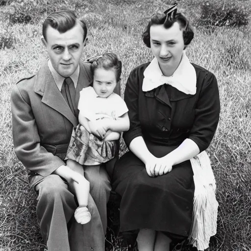 Prompt: lost 1940s family portrait, large format —H 1024