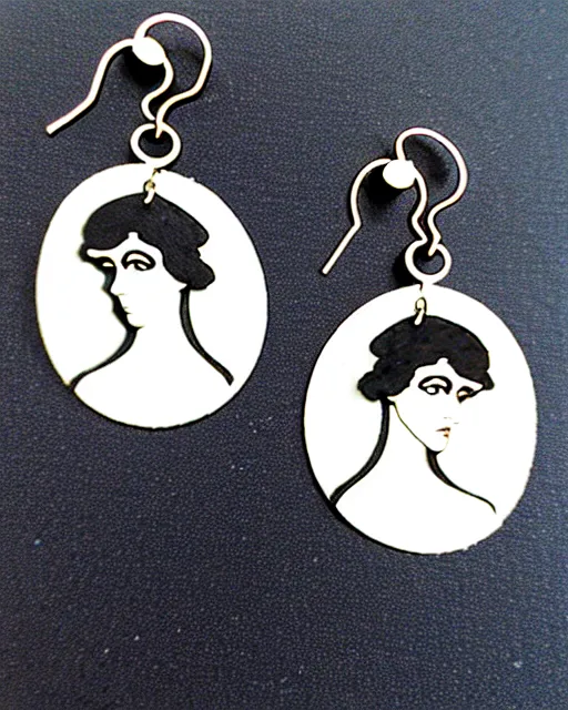 Image similar to aubrey beardsley, the climax, 2 d lasercut earrings,