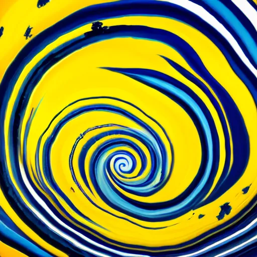 Prompt: bright yellow and blue swirling