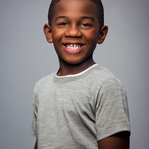 Image similar to photo of a black boy smiling, studio portrait