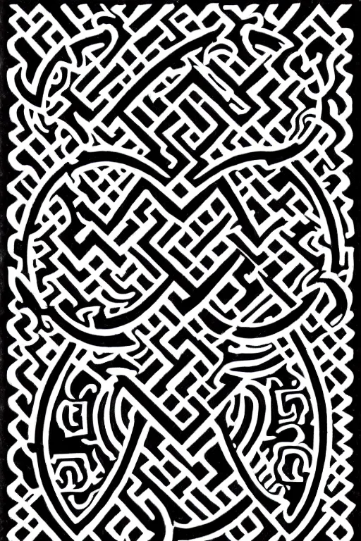 Prompt: intricate black and white 3d illustration of a ? symbol in style of m.c. Escher