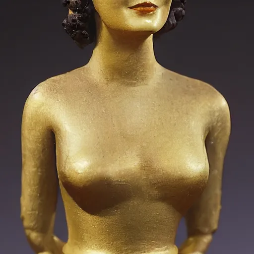 Image similar to antique sculpture of hedy lamarr, she is smiling