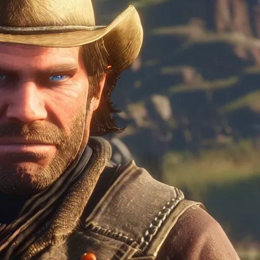 Image similar to Arthur Morgan from Red Dead Redemption 2 in The Legend of Zelda: Breath of the Wild